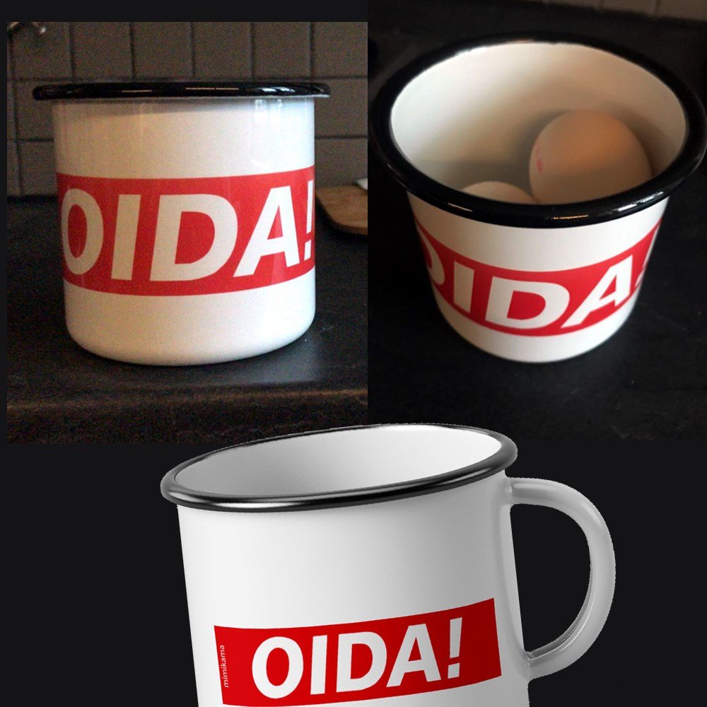 MimikamaTom's tweet photo. Sehr geil! Soeben von einer Nutzerin erfahren, dass man unseren Emaillebecher "Oida!" auch als Topf fürs Eier kochen verwenden kann. Max. 2 Stück. 🙂 
Jo eh, warum net. #Oida!
https://t.co/vGPYpDABHX https://t.co/osGAJhYlJh