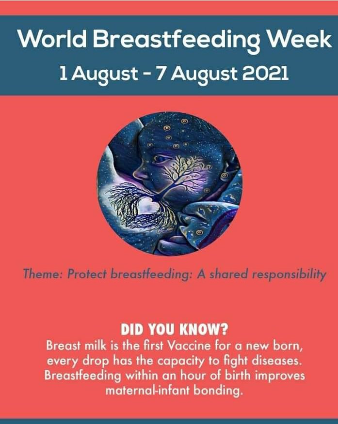 World Breastfeeding Week is celebrated in the month of August. 
Some of the benefits of breastfeeding are; 
*Best nourishment for a new born baby. 
*It offers protection against infection. 
*Its easier on your baby's tummy.
*It promotes healthier weight.
#WorldBreastfeedingWeek