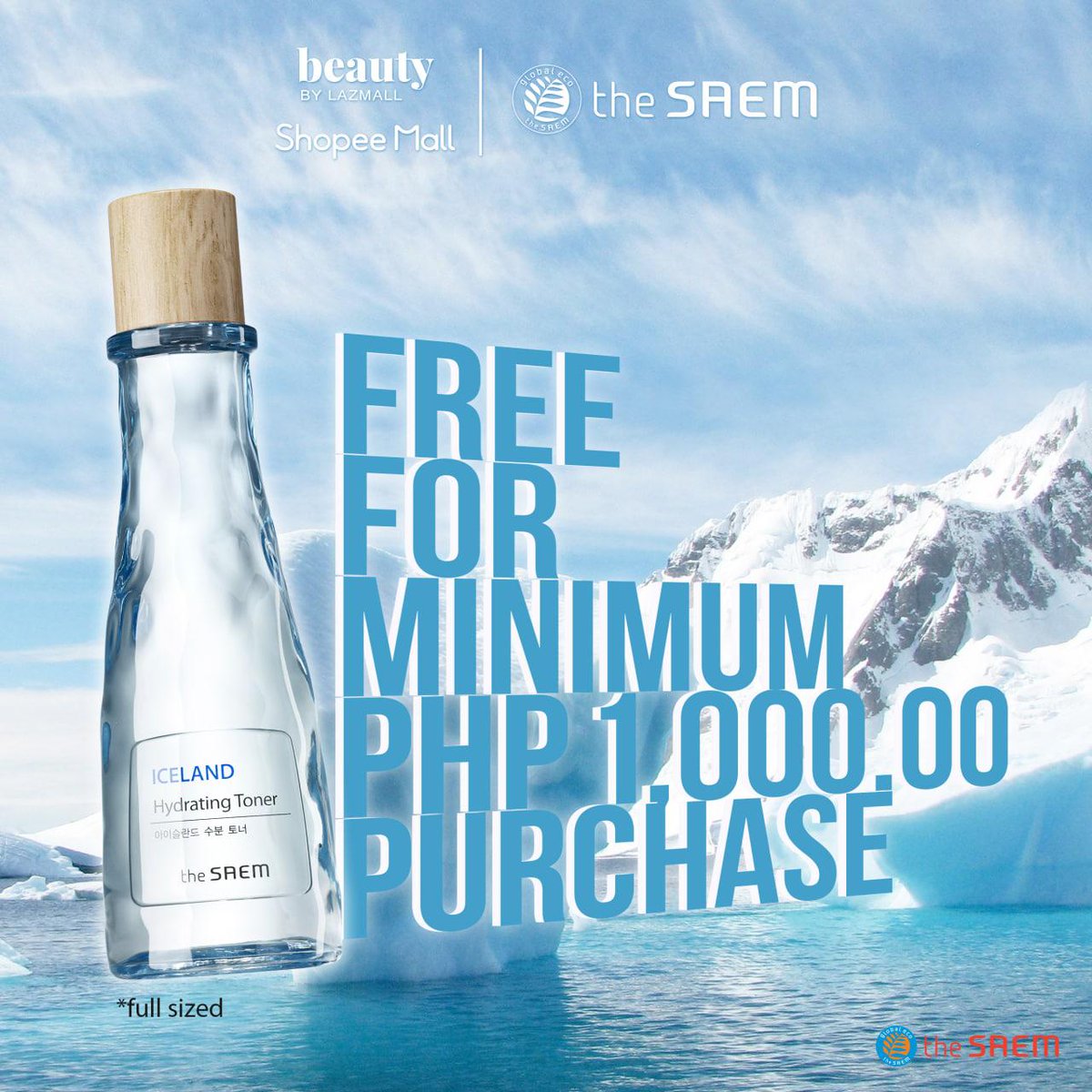 TheSaemPH's tweet photo. Get a FREE FULL SIZED Icleand Hydrating Toner for a minimum purchase of Php 1,000.00 in Shopee Mall or Lazmall! Check the links out below &amp; add to cart now!

🛒 https://t.co/Hrij97NuyZ
🛒https://t.co/iFwSkL5Il0 https://t.co/bIyS2KQwcf
