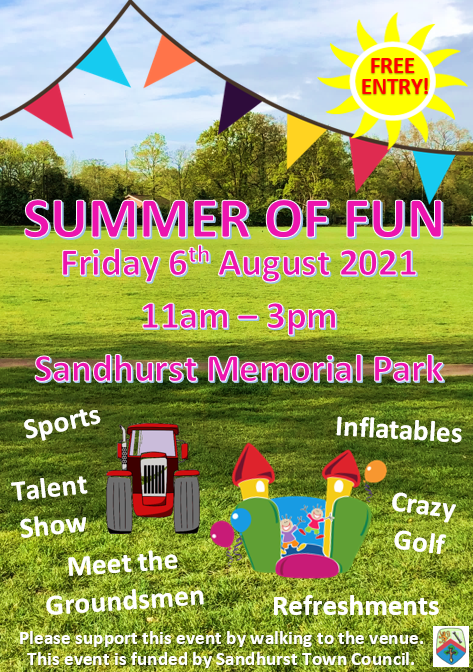 It's Summer of Fun time at Sandhurst Memorial Ground this Friday 6th August from 11 a.m. - 3 p.m.