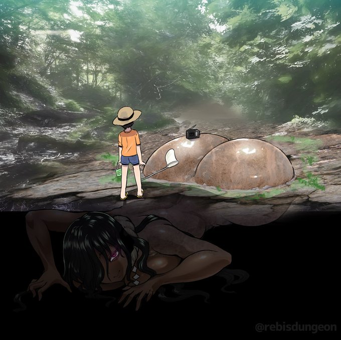 八尺様だけじゃない!えっちな現代妖怪
腰抜け岩の尻女

怪談本『忌印恐怖譚 くちけむり』にある妖怪(?)
女の尻にそっくりな岩。座った者が立てなくなってしまうことから「腰抜け岩」と呼ばれる。
実は地中に巨大な女が埋まっており、少年を襲っているのではないか? と怪談の中で暗示されている。 