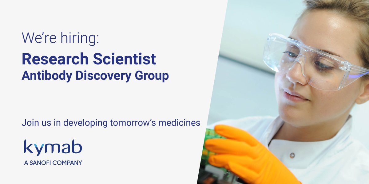 KymabLtd's tweet photo. We are looking to recruit an exceptional Research Scientist to support the Antibody Discovery Group. Apply here: https://t.co/jncXAqNFZl #CambridgeJobs #JoinKymab #BiotechJobs #Biotechnology https://t.co/RyUhfH4RcY