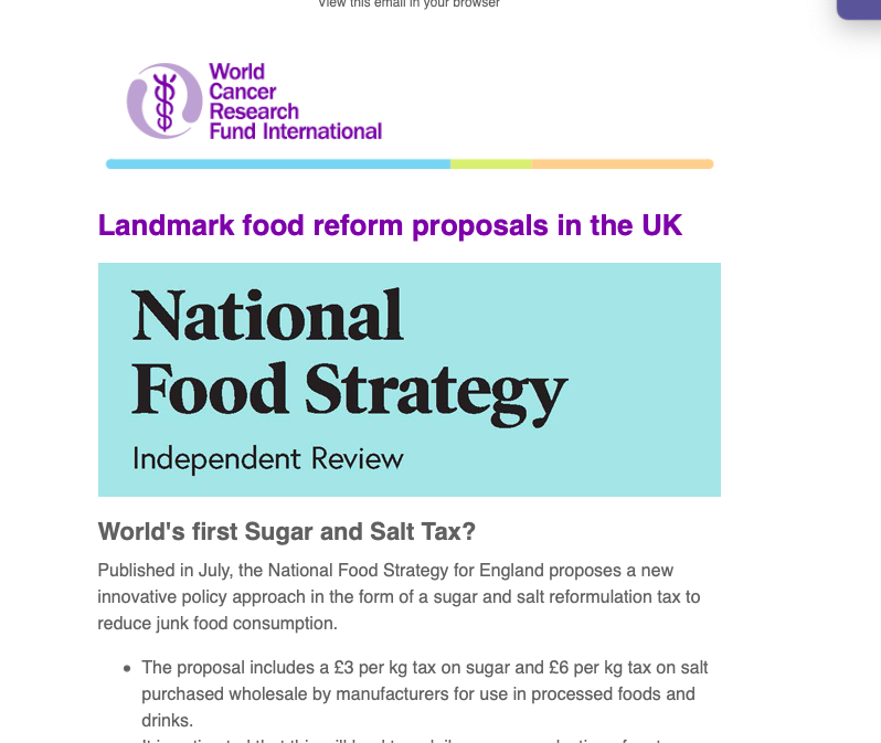 Missed this month's <a href="/wcrfint/">WCRF International</a> Policy newsletter? A packed edition with...

🍬World's first sugar &amp; salt tax?
🍻 New data on alcohol and cancer prevalence
🏃🏿Lancet series on physical activity

...and much more!

Check it out and don't forget to subscribe✍🏽

mailchi.mp/wcrf/tax-on-su…