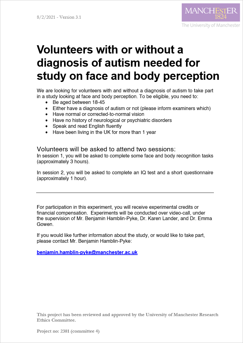 Ben is looking for volunteers both with and without a diagnosis of autism for his study. Please RT!