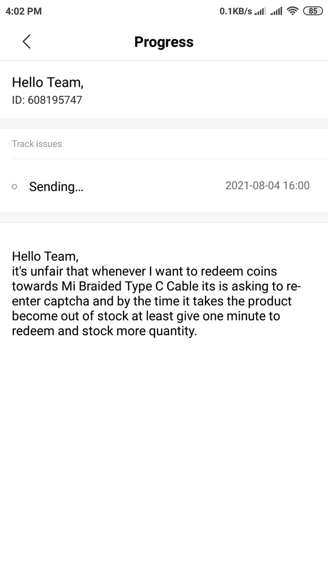 saritakth's tweet photo. @XiaomiIndia This is unfair. Please check complaint is at left top corner not sending failed. https://t.co/8YPvNW9EHP