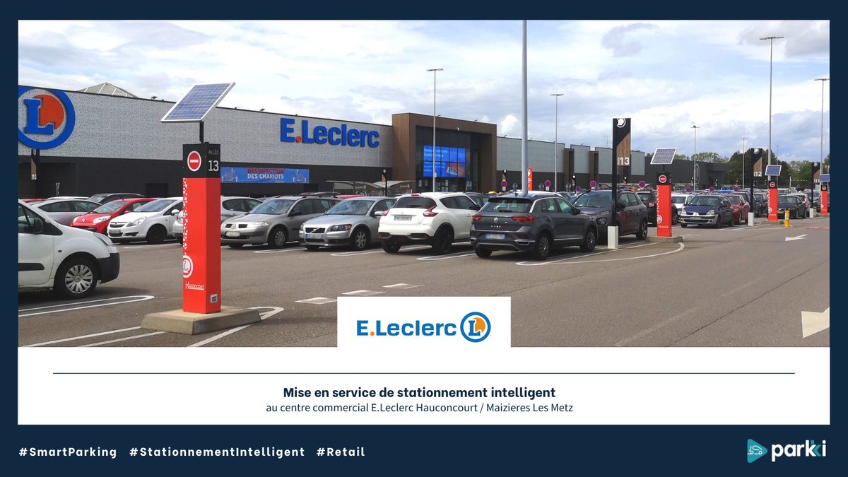 💪 Cette semaine, Parkki déploie sa solution de stationnement intelligent au centre commercial <a href="/Leclerc/">E.Leclerc</a> Hauconcourt !
200 places ont été équipées, permettant aux clients de trouver plus facilement des places de stationnement, rendant ainsi le parking plus fluide !
#SmartParking