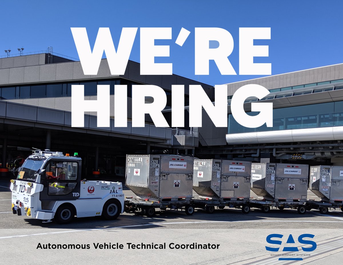 Smart Airport Systems is hiring in Singapore, to support the operation of our environmentally friendly autonomous electric baggage tractor, TractEasy, in Changi Airport.

Full job details can be found here - 
lnkd.in/de9RASvF

✈️ 🌎 🌳

#SmartAirportSystems #EasyMile #TLD