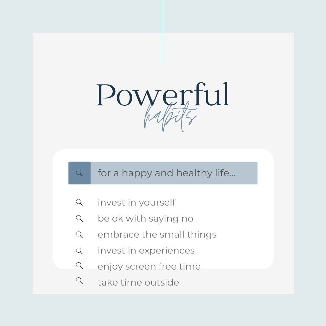 What would you add to the list for powerful habits for a happy and healthy life?
#powerfulhabit #happylife #healthylife #longtermgoals #startgoodhabits #creategoodhabits #makesmallchanges #makesmallchangesdaily #investinyourselftoday #goalgetter #itsoktosayno