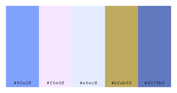 ColPaletteBot's tweet photo. Beep beep, here's a pretty color palette for you!
color-scheme.js parameters used:
- hue: 89
- variation: light
- colors: #80a2ff, #f6e6ff, #e6ecff, #bfab60, #6079bf
Have a lovely day!
#twitterbot #colorpalette #colors #palette #prettycolors https://t.co/KeBcjZYobF