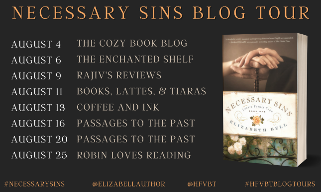 cozy_blog's tweet photo. I am happy to host the book tour for Necessary Sins by Elizabeth Bell. Stop in today to https://t.co/EPzW4Vv9BP and check out my review. I am also posting the tour schedule below. #thecozybookblog @elizabellauthor @hfvbt #NecessarySins #ElizabethBell #HFVBTBlogTours https://t.co/HSwM5sS66r