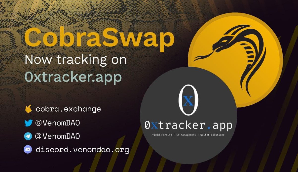 opticalfinance's tweet photo. https://t.co/qJIW6z1Si5 from @VenomDAO is now supported on https://t.co/D1ERFoufXH!  @harmonyprotocol next? hmm.. 🤔 Farm responsibly and don't get bit 🐍! $COBRA #BSC https://t.co/iS0WwTMgrG