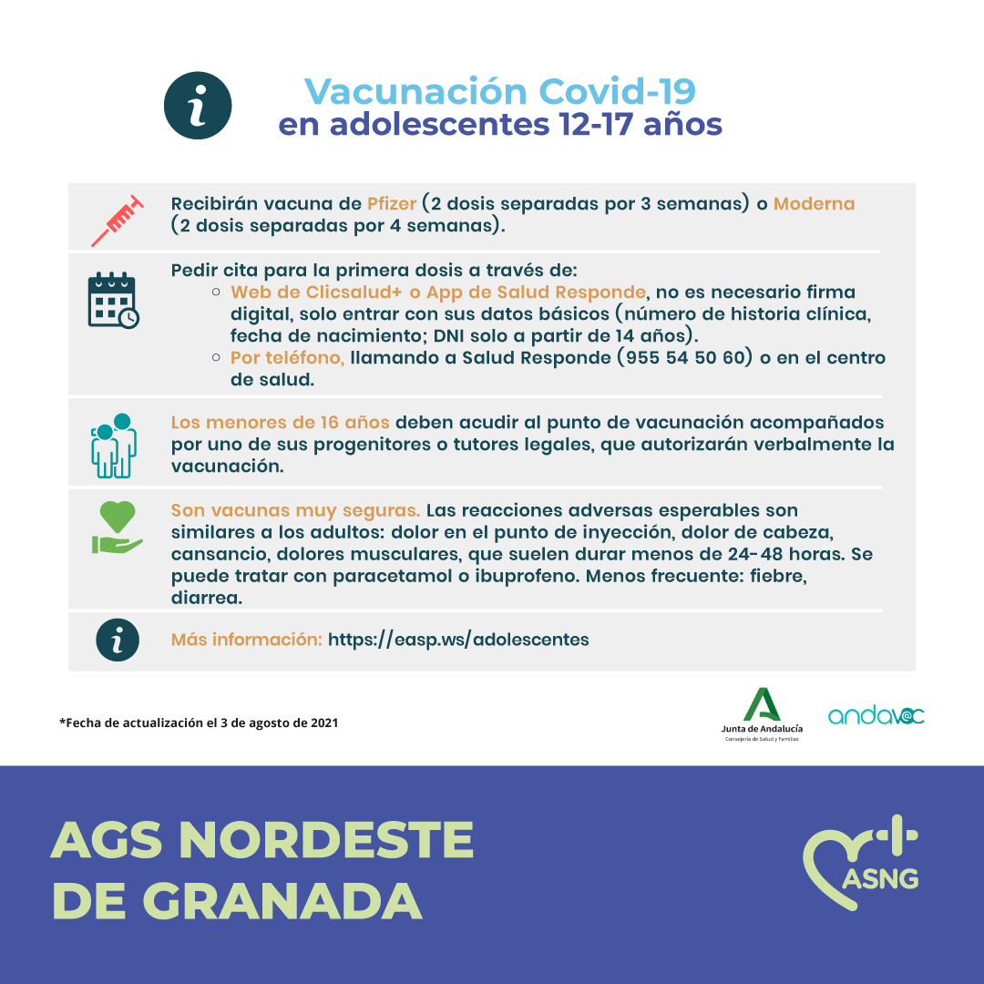 #InformaciónDeInterés 💉 Vacunación COVID-19 en adolescentes entre 12 y 17 años ⬇️⬇️