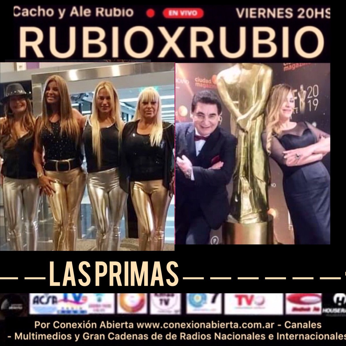 ALERUBIO_'s tweet photo. 🎙 #IMPERDIBLE 🎙
⭐️VIERNES 20HS 
#RUBIOxRUBIO  con 
@CachoRubio_ y @ALERUBIO_
 junto a @LasPrimasOK 
@kariranni 
@JosephinaStella
@vpr_ar 
@karensacorrea  x 
@conexionabierta !!
 
⭐️Canales,Multimedios y Gran Cadena de Radios Nacionales e Internacionales 
https://t.co/KapWwxSWAa https://t.co/4r4LZ5bv4T