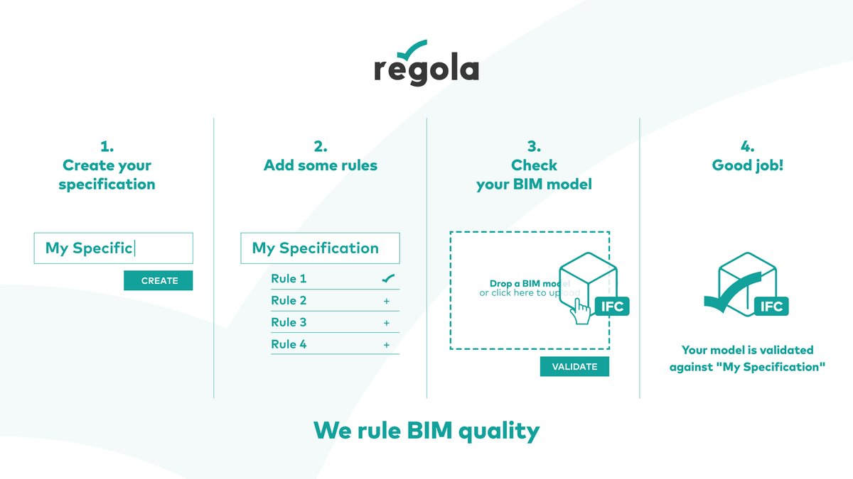 regola ✔️ is a platform where you can specify and check #BIM models based on formal #rules
 
Rules are expressed in semi-natural language, they are parametric, and work on #IFC (IFC 4.3 included) 🔥🔥

Curious? visit the link below and vote for #regola 🗳️
technical.buildingsmart.org/misc/openbim-m…