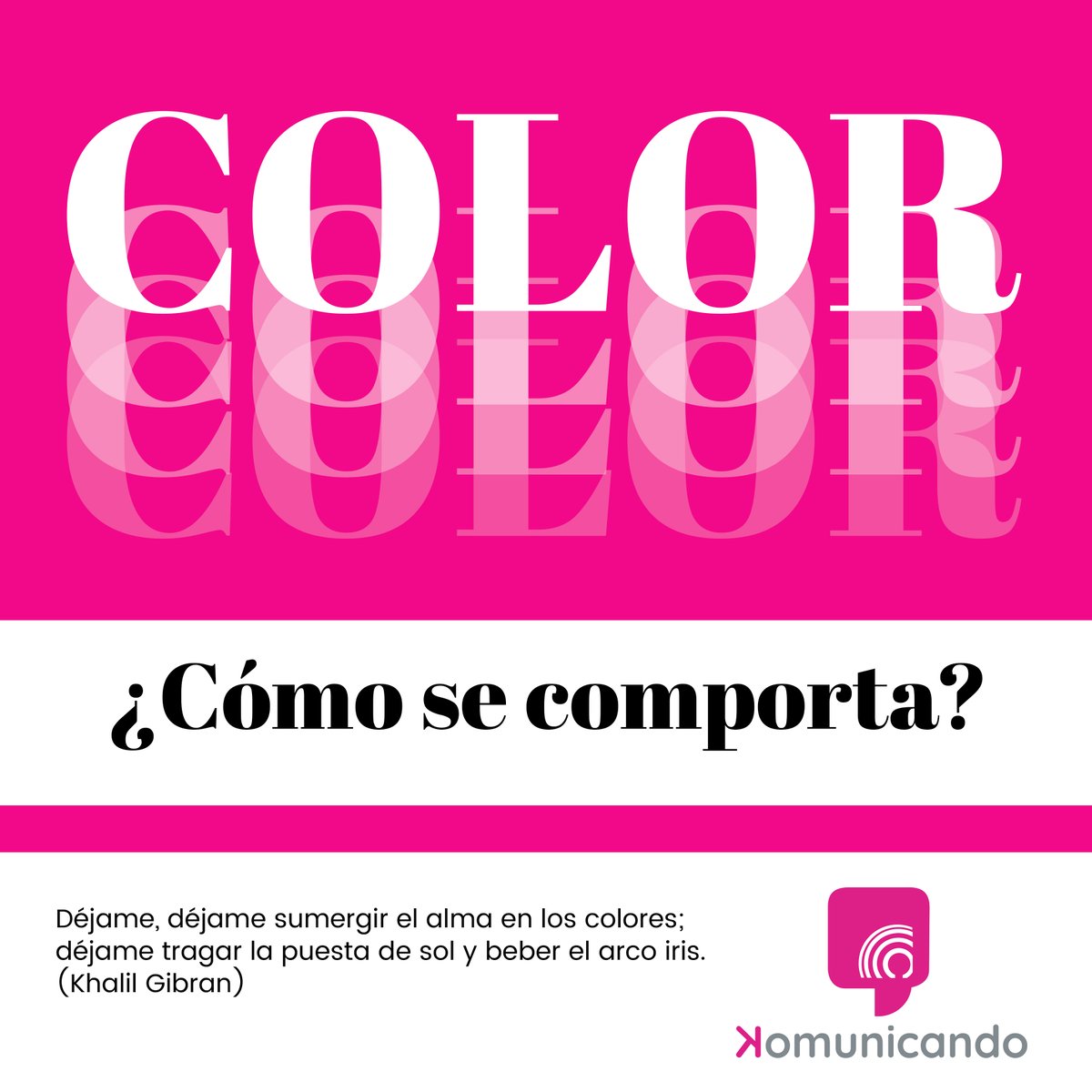 𝗖𝗢𝗟𝗢𝗥𝗘𝗦 - aprende con nosotros. ¿Cómo se comporta el color?
Somos capaces de ver colores gracias a dos de las propiedades de la luz:
𝗟𝗮 𝗮𝗯𝘀𝗼𝗿𝗰𝗶ó𝗻 𝘆 𝗹𝗮 𝗿𝗲𝗳𝗹𝗲𝘅𝗶ó𝗻.
Mas información: komunicando.es
#diseñografico #diseñoweb #colores #marketing