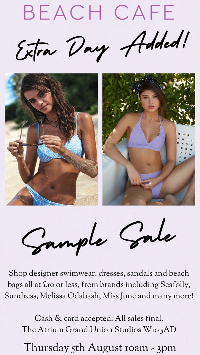 DESIGNER SWIM + BEACHWEAR SAMPLE SALE <a href="/WSGrandUnion/">Grand Union Studios</a> <a href="/aSamplesale/">aSample</a> <a href="/thehillmag/">The Hill Magazine</a> <a href="/Absolutely_mags/">Absolutely London</a> #SampleSale #Seafolly #Loveshackfancy #Odabash