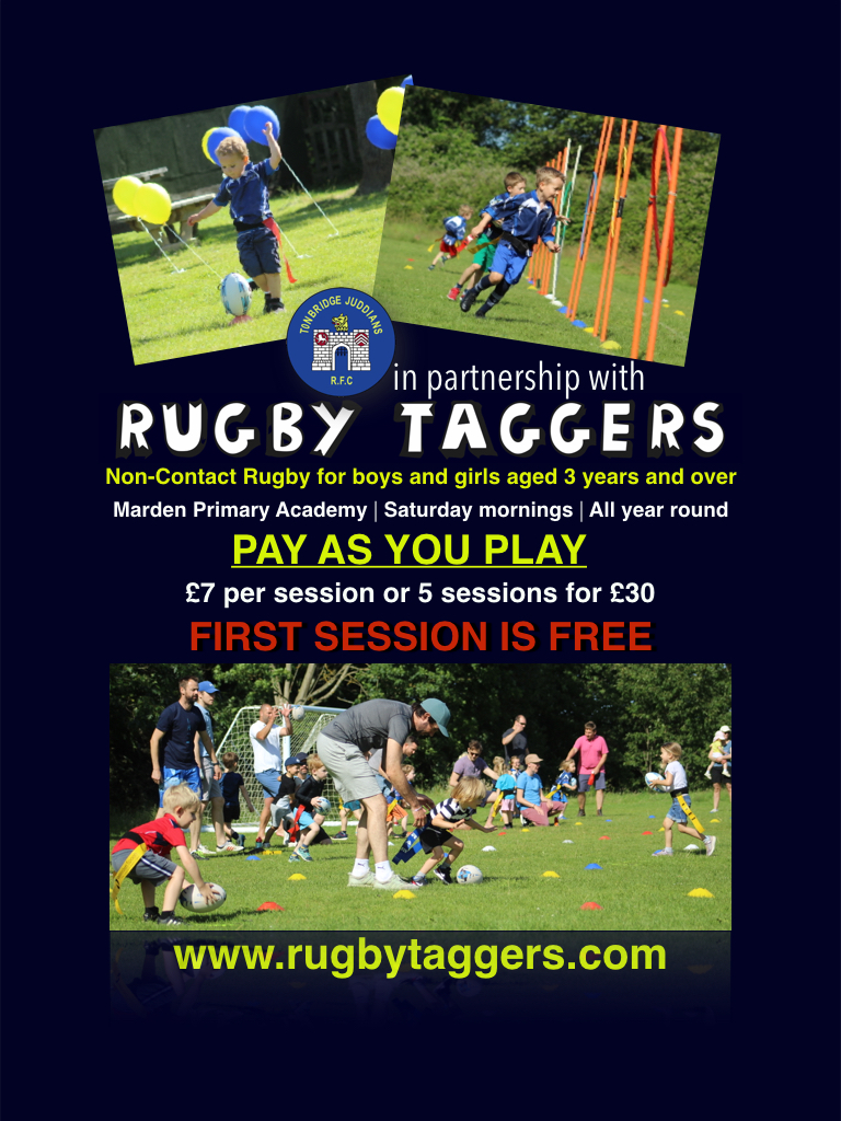 TJRFC announces our New Partnership with Rugby Taggers

Rugby Taggers is non-contact rugby for boys and girls age 3 and over at Marden Primary Academy, every Saturday morning, all year round
FIRST SESSION FREE rugbytaggers.com 

#rugbytaggers #rugbylife #rugbydevelopment
