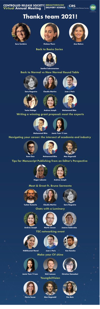 We had fantastic participation at this year’s <a href="/CRSScience/">Controlled Release Society</a> YSC events, with great discussions, useful knowledge and opportunities to connect. This would not have been possible without the panels, moderators, attendees, as well as the YSC members who organized the events!