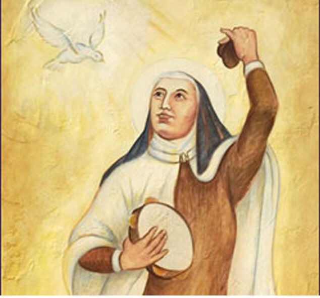 Aegi86's tweet image. David bailaba con todas sus fuerzas delante de Dios (2 Sam 6,14).

San Juan de la Cruz bailó con una imagen del Niño Jesús en Navidad.

Santa Teresa componía coplas, bailaba y tocaba las castañuelas.
La Santa llegó a decir:

«Dios nos libre de los santos encapotados».