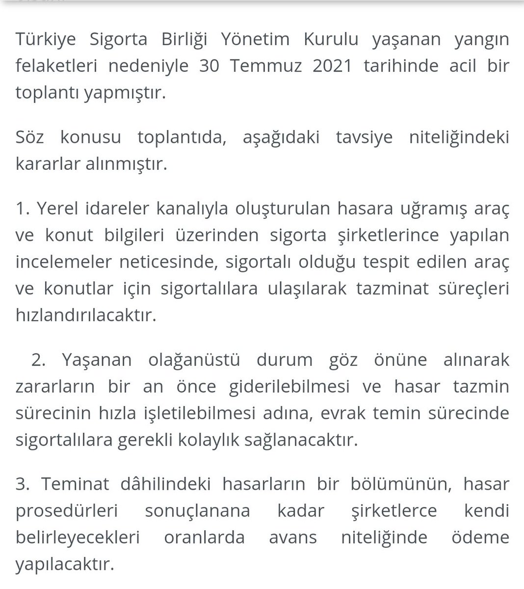 Ülkemizin dört bir köşesinde başlayan ve halen sonlandırılamayan yangınlarla ilgili olarak insanlarımız, ormanlarımız, ormanların sahibi hayvanlar zarar gördü, görmeye devam ediyor😥

Sigorta şirketleri yangın hasarlarıyla ilgili kolaylaştırıcı prosedür uygulayacak. #YANIYORUZ