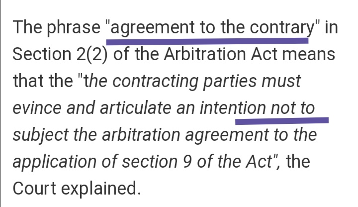 SKSINGAPURI's tweet photo. Section 9 #ArbitrationAct will apply to #Foreign Arbitration #unless arbitration agreement #expressly #excludes its application: Calcutta High Court
Report by @meera_emmanuel
Read more here: https://t.co/hHDWtUlJqn https://t.co/GyEFsdUzPM