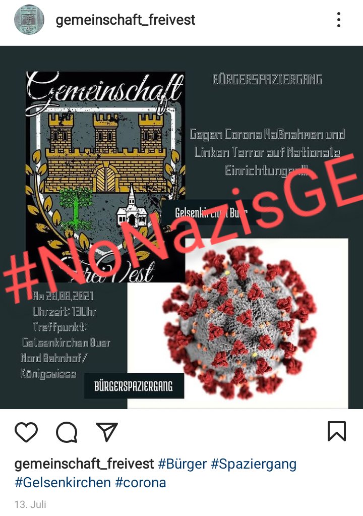 Die Gemeinschaft Freivest, welche aus der Partei 'Die Rechte' Ge/Re entsprungen ist will am 28.8. in Buer auflaufen.
Stay tuned!

#nonazisge #ge2808