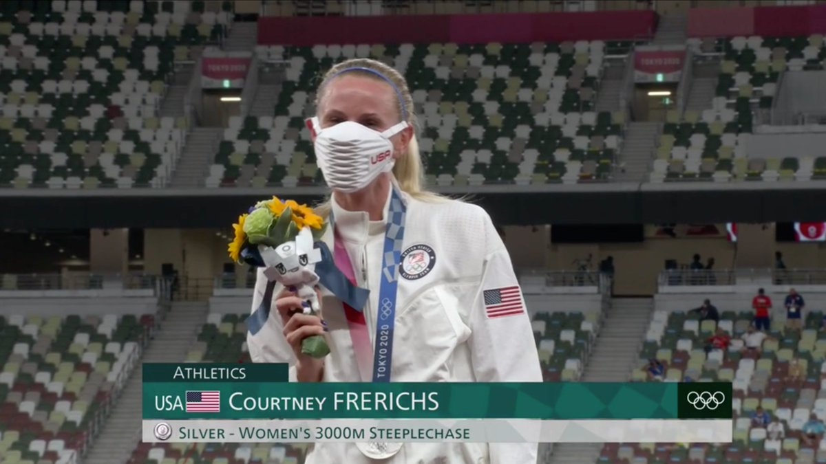 The highest American 🇺🇸 finish in women's #Olympic steeplechase history.

🥈 <a href="/courtfrerichs8/">Courtney Frerichs</a> 🥈

#Tokyo2020 #Athletics