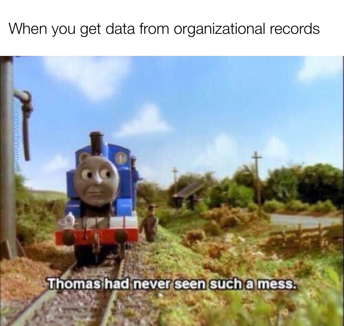At first I’m excited to get permission to receive existing organizational data, and then I see it, and it’s a hot mess. #PeopleAnalytics #surveyresearch #OHPsych #IOPsych #iopsychmemes #psychology #psychologymemes #psychmemes #APpsych
