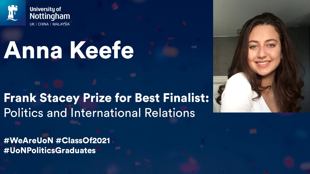 First up!

Congratulations to Anna Keefe, who has been awarded the Frank Stacey Prize for Best Finalist: Politics and International Relations! 

Well done Anna, from all of us at the School 👏