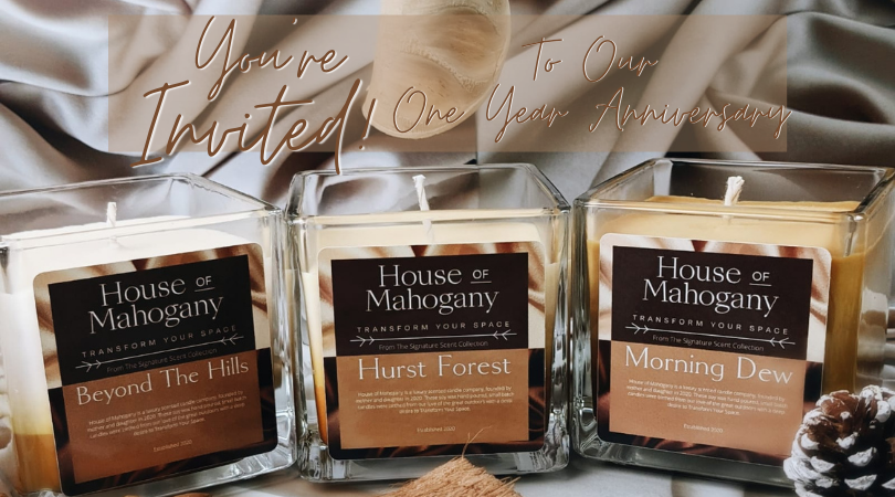 We are celebrating our 1st #birthday the entire month of August!

A whole year of luxury scented candles made by Mother and Daughter

visit houseofmahogany.co.uk 
to shop

#smallbusiness #soywax #candles #fragrance #oils #gifts