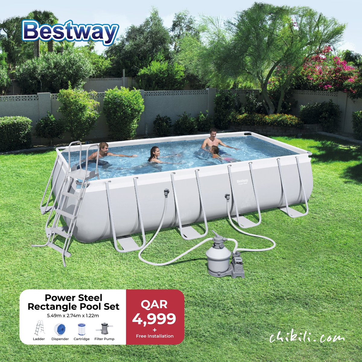 chikiliqatar's tweet photo. Nothing better than an above ground pool that’s ready to go right out of the box. A great mix of fun and relaxation.

Starting from QAR 499.
Place your order at https://t.co/mN5hpBCzia or WhatsApp us at 66152971

#Summer #Chikili #Doha #Qatar #Shopping #OnlineShopping #Bestway https://t.co/i5uqOepoyg