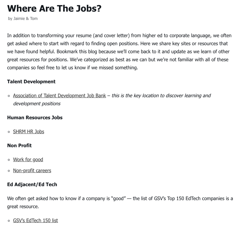 Where are the jobs?!?!? We get asked quite often where folx can find jobs, especially in ed-adjacent companies. We have the resource for you!  Check out our recent blog post and get access to our list of 100+ EdTech companies in higher ed and K-12. 

🤓 pivotingoutofedu.com/uncategorized/…