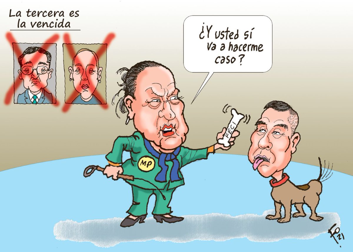 En una caricatura, el genial Fo, plasma exacto lo que hace la FG del <a href="/MPguatemala/">MP de Guatemala</a>, #ConsueloDeCorruptos. #ConyPaste desesperada buscando a su perrito faldero, y Curruchiche, una vez más, siéndolo. #FueraDesConsuelo #SinConsueloEnMP