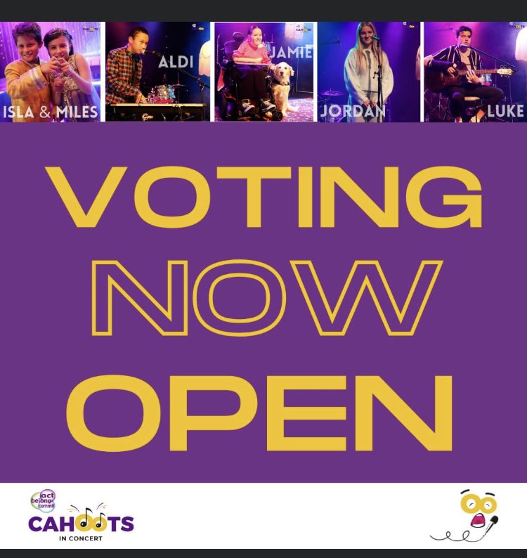 The time has come to vote for your favourite performance for the Act Belong Commit Cahoots in Concert 2021! What an incredible year of talent and thank you to all who auditioned. 

Follow the link below to watch finalist performances.

Vote here --> cahoots.org.au/cahoots-in-con…