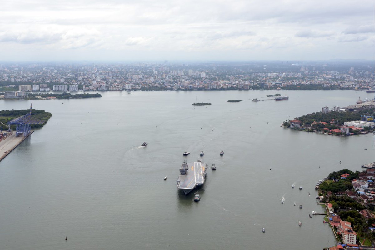 proshillong's tweet photo. IAC Vikrant features:-
•262 m long.
•62 m at the widest part 
•59 m high including the superstructure.
•14 decks 
•2,300 compartments, 
•Crew of around 1700
•Top speed 28 kt
•Endurance about 7,500 NM.
•Can accommodate fixed &amp; rotary wing aircraft.

Proud Moment. https://t.co/9M3FE7rDPz