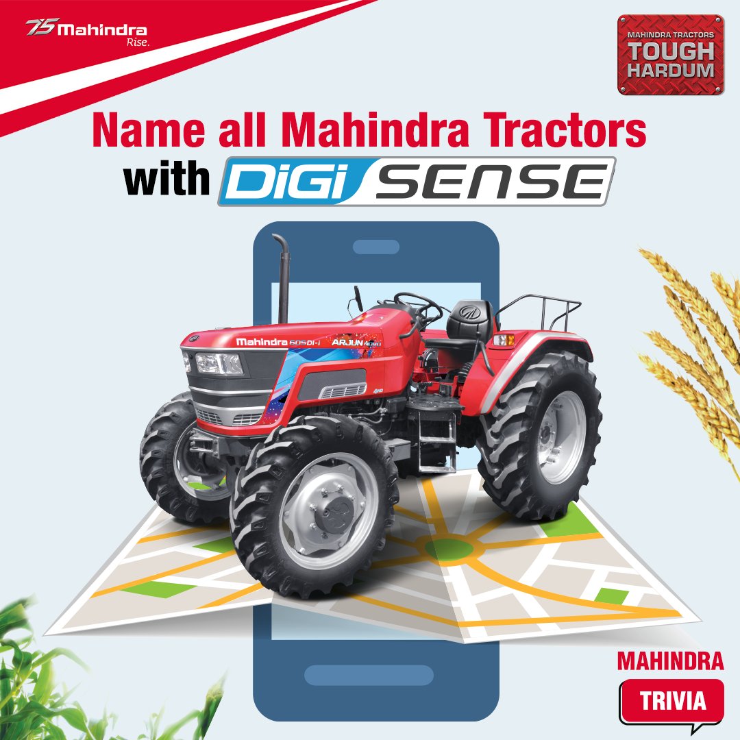 TractorMahindra's tweet photo. Show us you're as smart and advanced as DiGisense. Name all the Mahindra Tractors with this technology in the comments below.
 
#MahindraTrivia #MahindraTractor #MahindraTractorQuiz #Digisense #Quiz #Tractorsinindia #toughtractor 
#toughfeature #indiantractor #toughperformance https://t.co/zHoSoi3Y2O