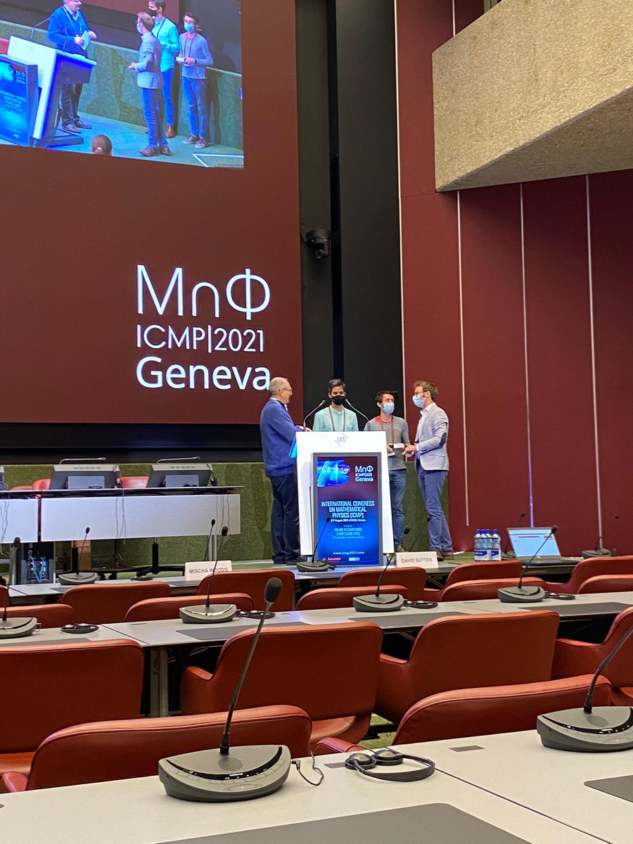 Mischa Woods (@woodsmischa) on Twitter photo I'm at #iccmp2021 today to receive the 2019 AHP prize awarded jointly with my co-authors Ralph Silva and <a href="/postquantum/">Jonathan Oppenheim</a> for arxiv.org/ct?url=https%3…. I wish they could be there. Nice to see <a href="/quantum_sutter/">David Sutter</a> (AHP prize 2018) and J. Bauch (AHP prize 2017) in person again! I'm at #iccmp2021 today to receive the 2019 AHP prize awarded jointly with my co-authors Ralph Silva and <a href="/postquantum/">Jonathan Oppenheim</a> for arxiv.org/ct?url=https%3…. I wish they could be there. Nice to see <a href="/quantum_sutter/">David Sutter</a> (AHP prize 2018) and J. Bauch (AHP prize 2017) in person again!