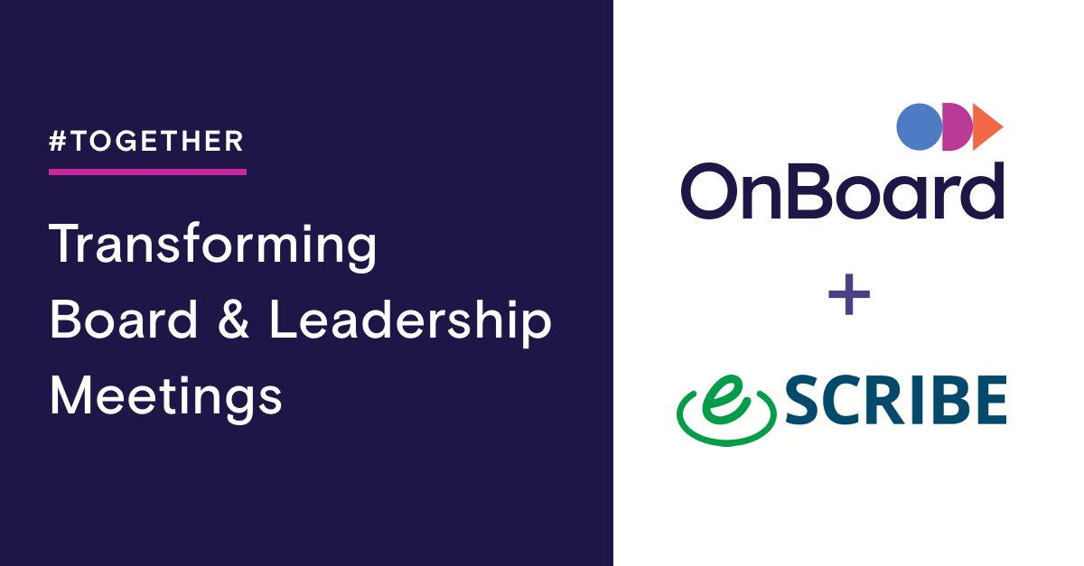 onboardmeetings's tweet photo. 🤝 🎉 It's official: @eSCRIBEmeetings has joined OnBoard! We’ve teamed up with the No. 1 public sector meeting solution to make more meetings - of any type - more effective, informative, and uncomplicated. 

Read more about the acquisition here:  https://t.co/jFBMGKbjkq
#together https://t.co/Fg06D18jC4