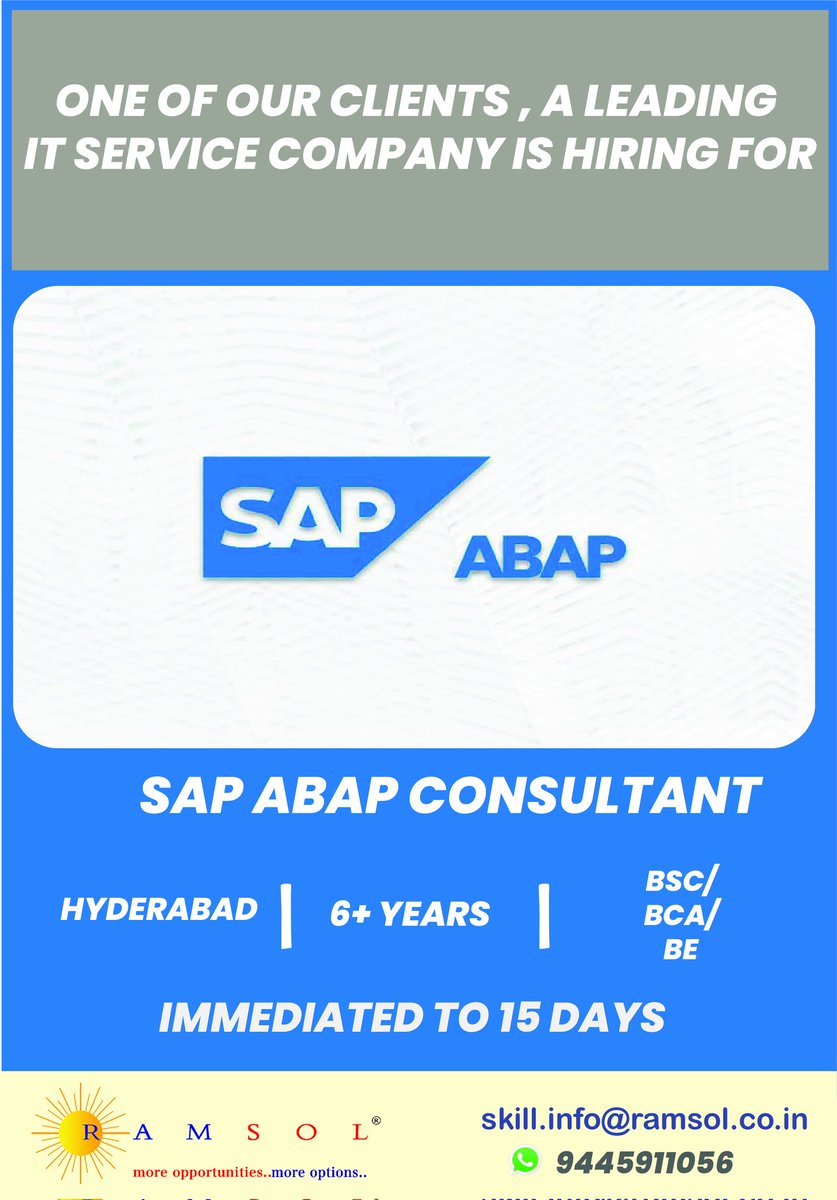 ramsolcorp's tweet image. Hiring for the role - Java developer
#SAPABAPconsultant #consultantjobs #Jobs #jobseekers #jobsearch #interview  #interviewsuggestions #interviewanalysis #job
Link -   youtu.be/f7roG71-Pzk