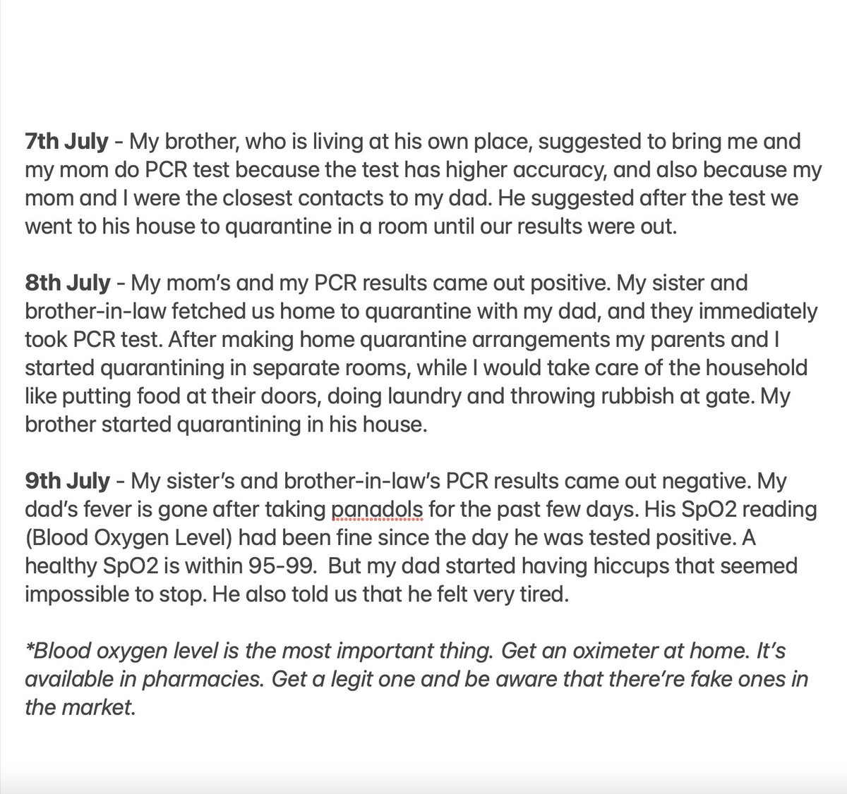 maxy_chan16's tweet photo. I lost my dad due to Covid-19 on 17th July 2021. 

This is the experience my family and I had gone through before he was tested positive, during quarantine, receiving treatment in ICU, and after he passed away. I hope it’ll be helpful to anyone who’s reading. https://t.co/4YfR51sQNC