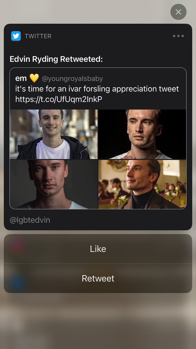 not me tweeting this when edvin just retweeted appreciations tweet for ivar who portrayed erik 😐