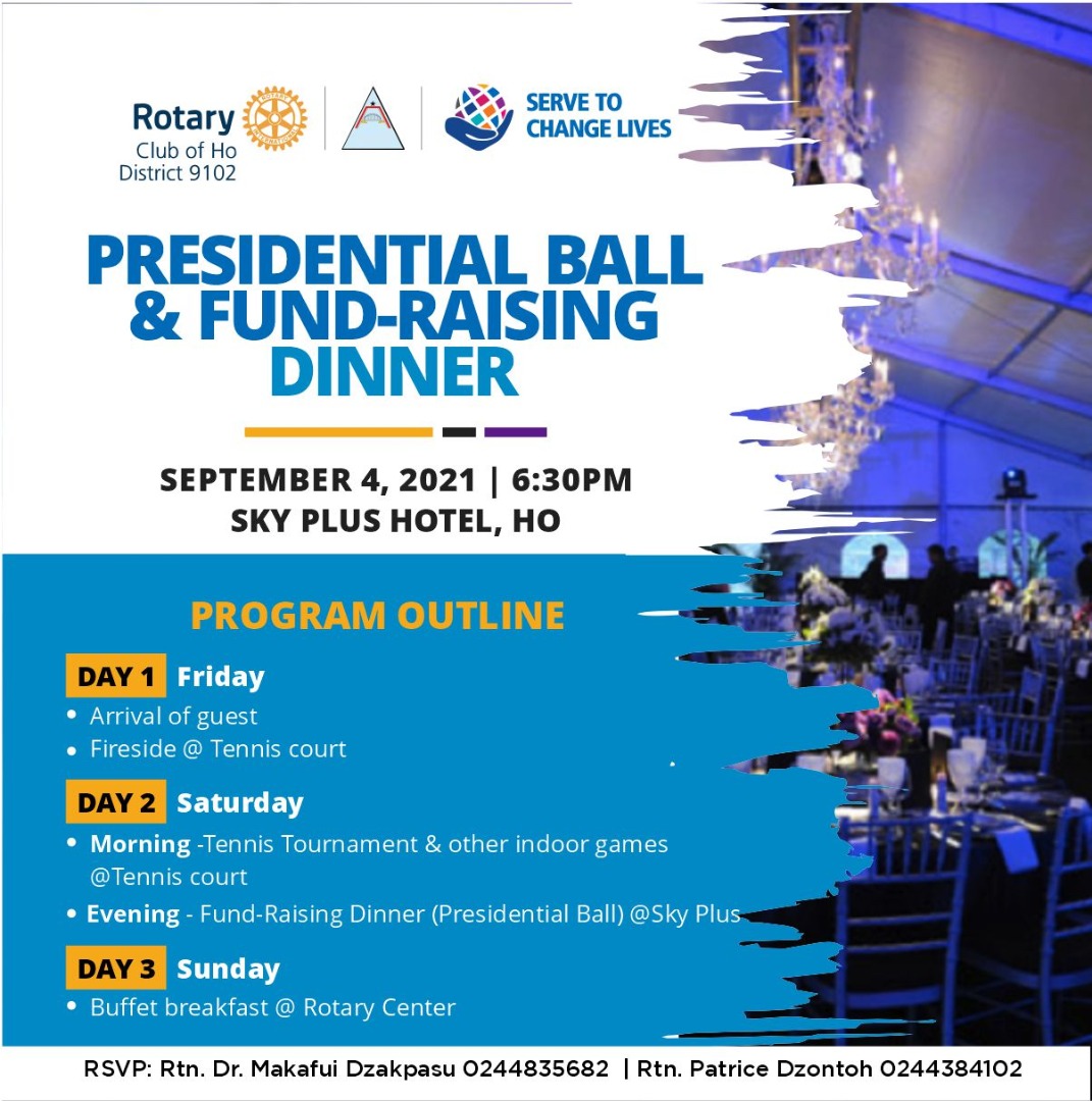 *A ticket is 100 cedis.*Our Project for which we need to raise funds:*
1. Phase 2 (Completion of Renovation works) of Abutia Norvisi DA Basic School
2. Equipping of the Prisons Correctional Mechanical Workshop
3. Construction of Boreholes 
4. Blood donation drive 4 some hospitals