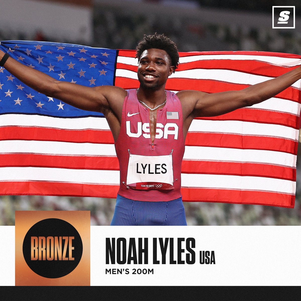 theScore's tweet image. Americans Kenny Bednarek and Noah Lyles took silver and bronze at the men's 200M. 👏🇺🇸