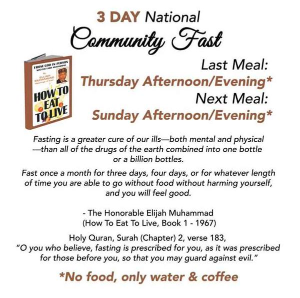 Renata564's tweet image. Join us this weekend for our National Community Fast!

#CommunityFast #FastingIsPrescribedForYou #HTETL #ElijahMuhammad #Farrakhan #Deut3019 #ChooseLife #SelfImprovement