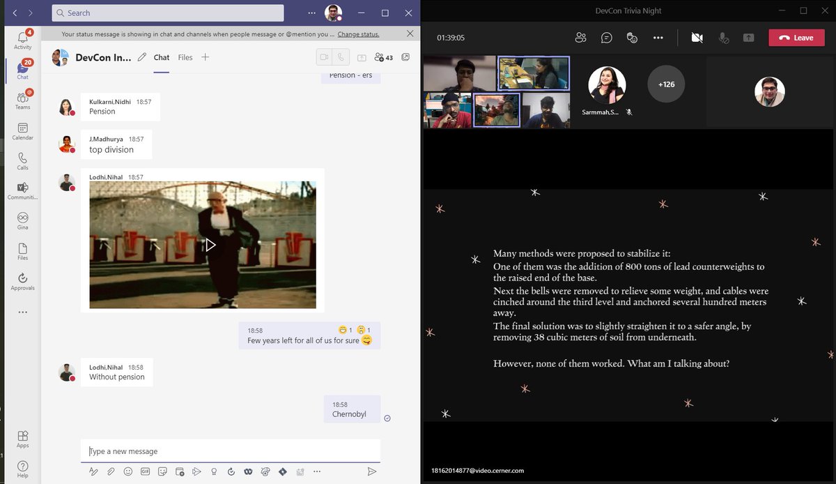 aakarsh7's tweet image. Playing the #DevConIndia Trivia today through chat as I couldn&apos;t make it to the finals. Great finals by @TashiMishra and chat well moderated by @nihallodhi. Having fun! A perfect way to end #CernerDevCon 

@CernerEng