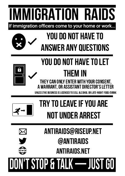 We are a community group in Liverpool who aim to resist #immigration #raids If you see an immigration raid in Liverpool or want to be involved in resisting raids locally then please get in contact The attached images show you what to do if you see a raid or you are being raided