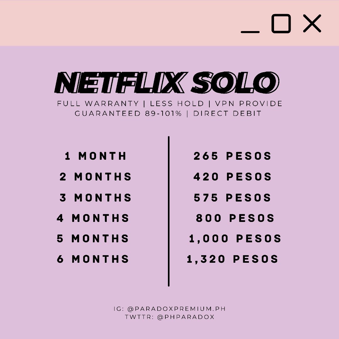 PhParadox's tweet photo. PRICELIST FOR NETFLIX (SOLO &amp; SHARED) https://t.co/yJYjXlORQE