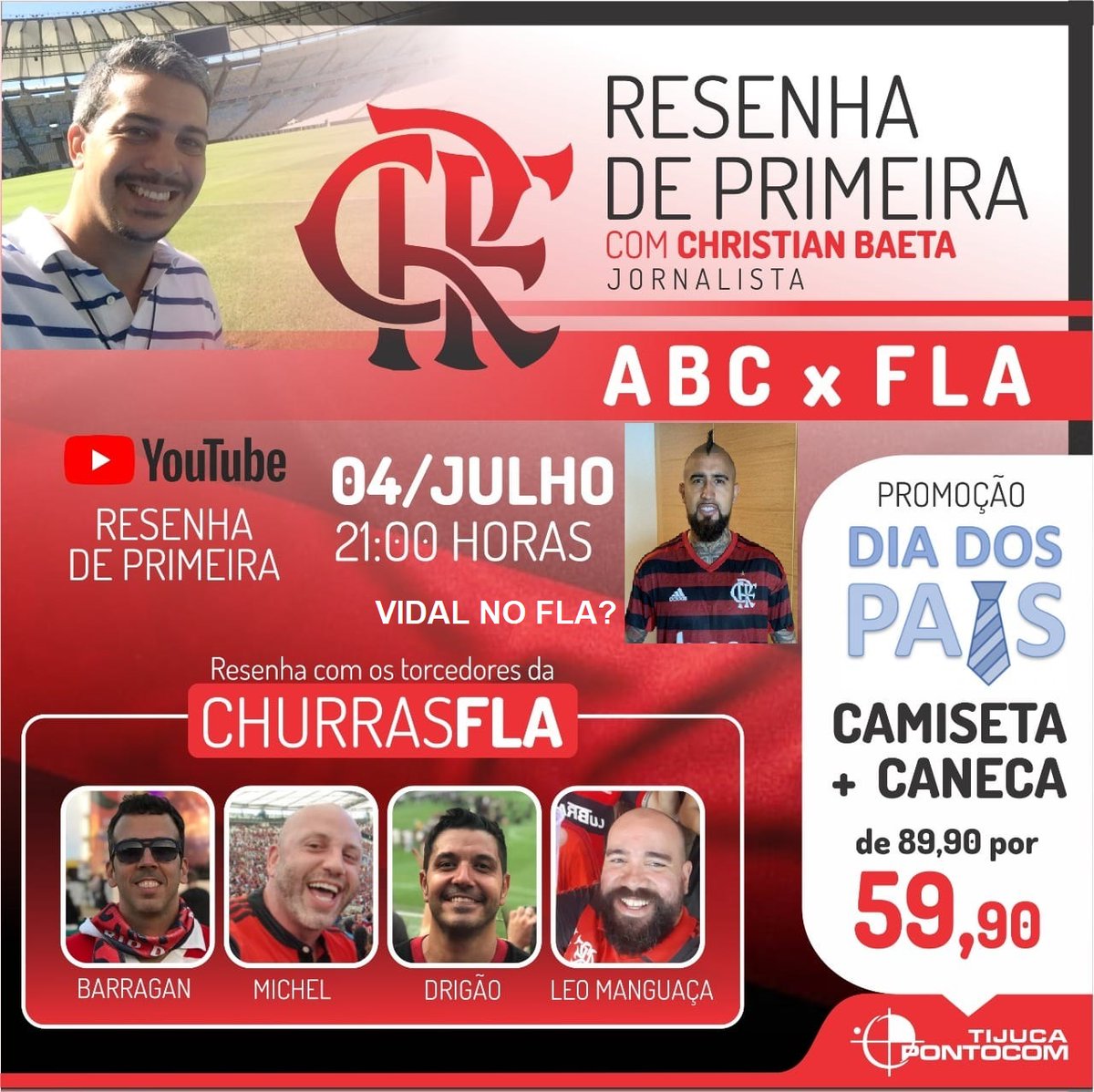 christianbaeta's tweet photo. Vidal @kingarturo23 e zagueiro @Dedevital no Mengão?  O Resenha de Primeira Gestão vai analisar as possíveis chegadas dos craques para o @Flamengo e o confronto contra o @ABCFC pela @CopadoBrasil Saiba mais:  https://t.co/Bm0f64CMqw #Flamengo #CRF  #octapatamar #futmundo #mengao https://t.co/kcC3kPxums