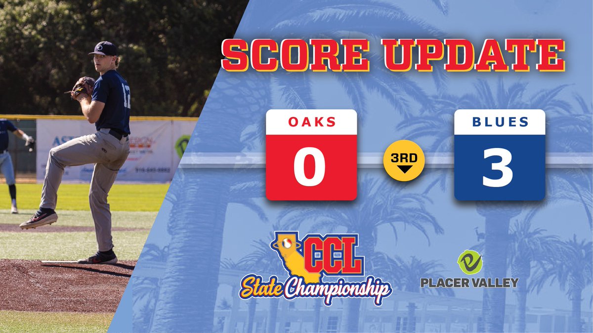 B3 | Another one! 😤 SLO's @RyanCermak (@RedbirdBaseball) launches a no-doubter to left field, and @GrottoMason (@FresnoStateBSB) adds a sacrifice fly to put the Blues up by three heading to the fourth. 3️⃣ - @SLO_BluesCCL 0️⃣ - @Conejo_Oaks #CCLBaseball // @PlacerTourism