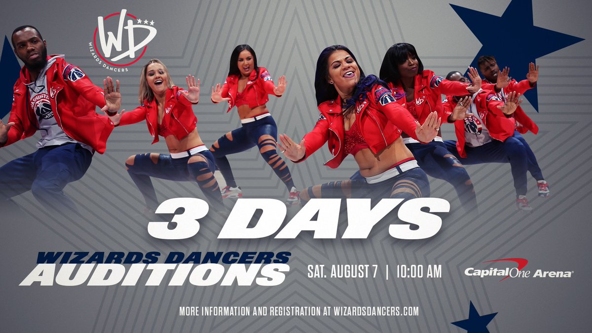 THREE. DAYS. AWAY. 💥😱🤗

Register now using the link in our bio!

#NBA #WashingtonWizards #WizardsDancers #WD #NBADancers #ProDance #DCAboveAll #WDAuditions